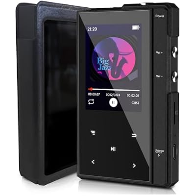 96GB Z6 MP3 Player with Leather Case,MP3 Player with 90 Hours Long Battery Life,Bluetooth 5.0,Phinistec Z6 Digital Audio Player with Loud Speaker, 2.4 IPS Portable Music Player