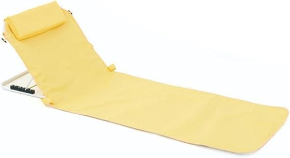 Portable Beach Mat Lounge Chair, 5 Position Adjustable Lawn Chair for Sunbathing, Folding Beach Lounge Chairs for Outdoor Camping Travel Patio Beach Pool Picnic,Yellow
