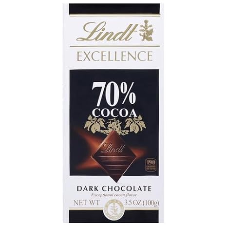 Lindt, 70% Cocoa Dark Chocolate Candy Bar, Dark Chocolate, . Bar, 3.5 Ounce