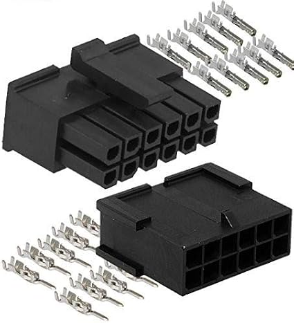 Molex Micro-Fit 3.0 dual row (12 Circuits) Male & Female receptacle plug, w/Terminal sockets, (Pack of 1 Complete Set)