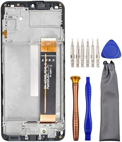 Complete Screen LCD Digitizer Touch Assembly Replacement for Samsung Galaxy M33 SM-M336B with Tool Kit and Screen Frame Installed Black 6.6"