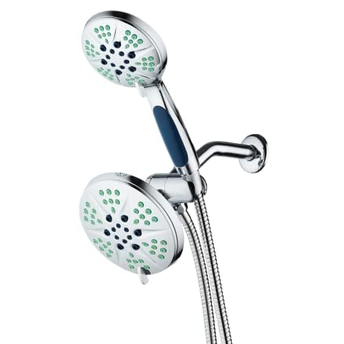 Hotel Spa NOTILUS High Pressure Luxury 3-in-1 Rain Shower Spa Combo, 2-Zone Anti-Clog Nozzles- 6 Settings, 6, Anti-Slip Grip, Metal Fittings, Stainless Steel Hose, Chrome