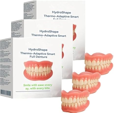 Hydroshape Thermo-Adaptive Smart Full Dentur, Premium Dentures, Silicone Reline Denture Set, for Men and Women (3set)