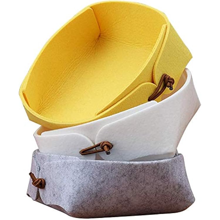 3 Pack Fold Felt Desktop Storage Basket Makeup Organizing Basket for Home Office Writing Desk Lovely Caddy Containers