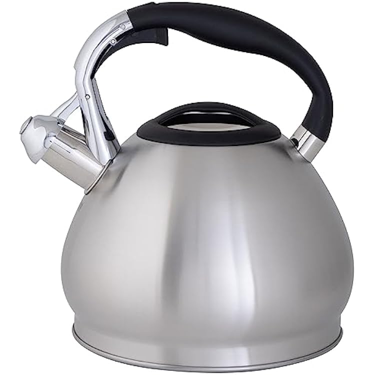 Kitchen Details Stainless Steel Whistling Tea Kettle | Stovetop | 14 Cup | 3.6 Quart | Satin