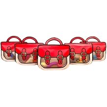 OWLSOME Trendybag Red&Blue Top-handle Party Goodie bags, Grip n Seal 20 Pcs Birthday Bags with Stand-up bottom (Small, Red)