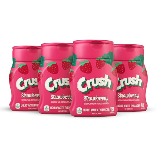 Crush, Strawberry, Liquid Water Enhancer New, Better Taste! 4 Bottles, Makes 96 Flavored Water Drinks Sugar Free, Zero Calorie