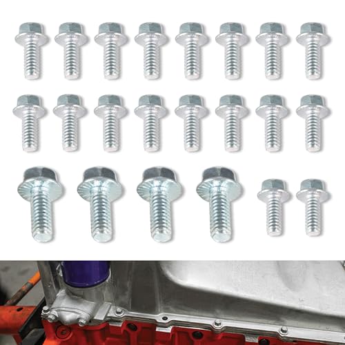 Oil Pan Bolt Kit SBC SBF Fit for 1955-1998 Chevy Small Block V8 Engines 265 283 305 307 327 350 383 400 & Small Block Ford V8 260 289 302 351W & Oldsmobile Engines 350-455 22PCS