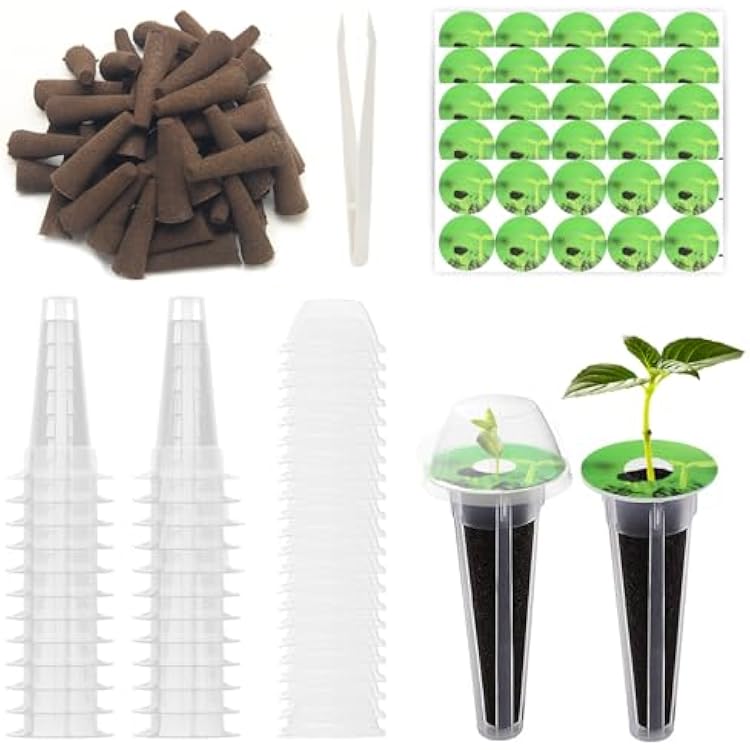 Coolrunner 66 PCS Hydroponic Pods Kit, Seed Pods Kit for Aerogarden, Grow Anything Kit, Hydroponics Garden Accessories with 15 Baskets, 20 Stickers, 15 Sponges, 1 Tweezers, 15 Planting Cove