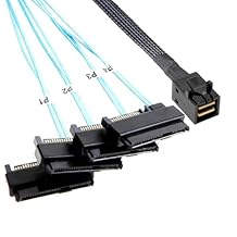 ADCAUDX Mini SAS to SAS Cable: 1M SFF-8643 to SAS SFF-8643 to SFF-8482 Connector 4X SFF-8482 with SATA Power Adapter Cable (3.3FT)
