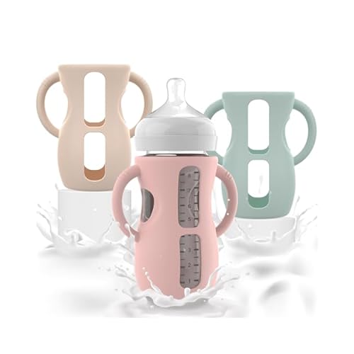 3PCS Philips Avent Glass Bottle Silicone Sleeves with Handles, Compatible with Philips Avent Glass Bottles 8 oz, Suitable for Avent Baby Bottles 8 oz, and Easy to Clean