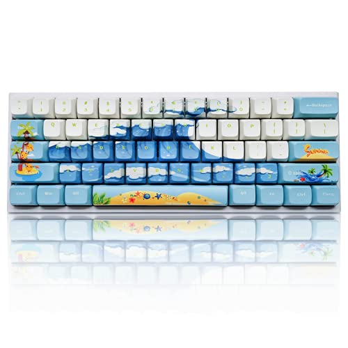 AHHC Keyboard Keycaps-Blue Keycaps XDA Profile, for GH60RK61GK64Womier6687104 Mechanical Keyboards, DYE-Sub Thick PBT Keycaps with Key Puller