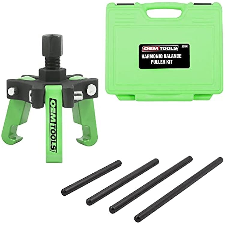 OEMTOOLS 25090 Harmonic Balancer Puller Kit, Adjustable 3-Jaw Puller Fits Most Late Model Vehicles, Forcing Screw Fits a 38 Square Drive, Includes 4 Forcing Rods