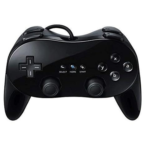 OSTENT Wired Classic Controller Pro Gamepad Joystick for Nintendo Wii Remote Console Video Game Color Black