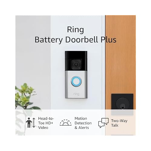 Ring Battery Doorbell Plus | Head-to-Toe HD+ Video, motion detection & alerts, and Two-Way Talk (2023 release) with Ring Chime Pro