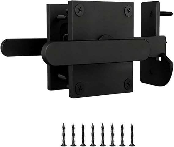 Double Sided Gate Latch, Aluminum Heavy Duty Garden Gate Latch (Left Handed) | Heavy Duty Aluminum, Dual Side Self Locking Handle, Ideal for Wooden Gates, Yards, Pools, Outdoor Fences, Sleek Black