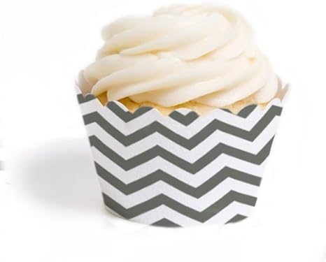 Standard Cupcake Wrappers, Chevron, Grey, Set of 50