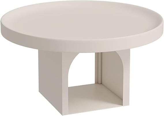 Round Coffee Table Set of 2, Accent Side Table with Open storage compartment, Mid Century Modern End Table Set for Small Space, Living Room, Office, Minimalist(White large)