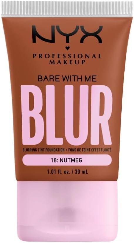 NYX Professional Makeup Blurring Tint Foundation, Medium Coverage, Matte Finish, With Niacinamide, Matcha and Glycerin, 12 Hours Hydrating, Bare With Me Blur, 30 ml, Shade: Nutmeg