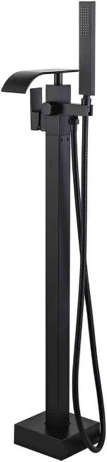 Bath Faucet Freestanding Waterfall Bath Mixer Faucets Hot and Cold Water Brass-Black