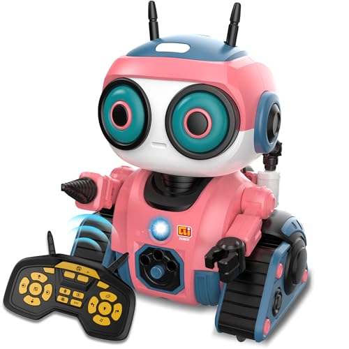 BYTEWAR Robot Toys for Boys Girls, Rechargeable RC Robot with Intelligent Programming Function, Gesture Sensing,Auto-Demonstration, Gift for Kids Age 3Pink