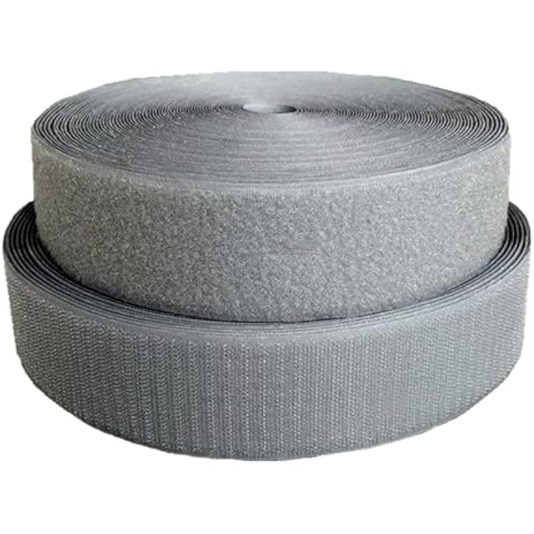 Hook and Loop Tape Sew On 2 Inch Grey Black Back Side Non Self Adhesive Nylon Strips Fabric Fastener Interlocking Tape for Clothing, Crafts DIY, Sewing Projects Around Home and Office