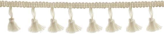 Yalulu 5Yards White/Black/Beige Cotton Lace Tassel Fringe Lace Trim Ribbons Sewing Cloth Crafts Accessories&Home Party Decoration (Beige)