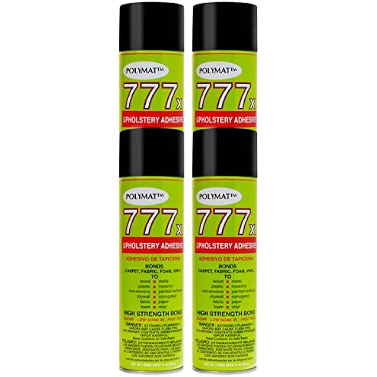 4 Cans of Polymat 777 Foam Speaker Box Carpet Car Auto Liner and Fabric Spray Glue Adhesive