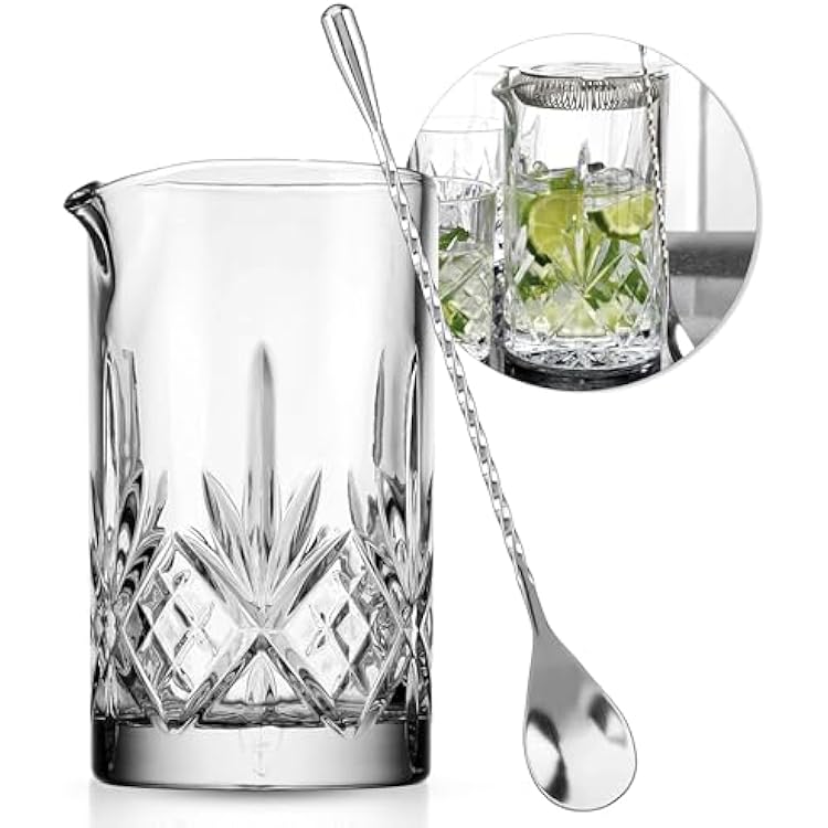 Cocktail Mixing Glass with Stirrer 17oz Bar Mixing Pitcher for Stirring Cocktails and Drinks