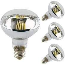 KLED LED Vintage Edison Bulb, Dimmable, LED Flood Light Reflector, R80/BR30 8W (80W Equivalent), 750 Lumen, 2700K (Warm White), Medium Base E26, CRI 85+, 110-120v, Pack of 4 (Half Silver)