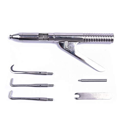 Dental Crown Remover, Orthodontics Automatic Stainless Steel Singlehanded Gun Type Surgical Instruments Tool with 3 Tips & Adjusting Wrench