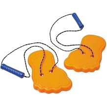 Fun Express 8 3/4" Bright Orange Giant Plastic Feet Stilts with Cording - 2 Pieces