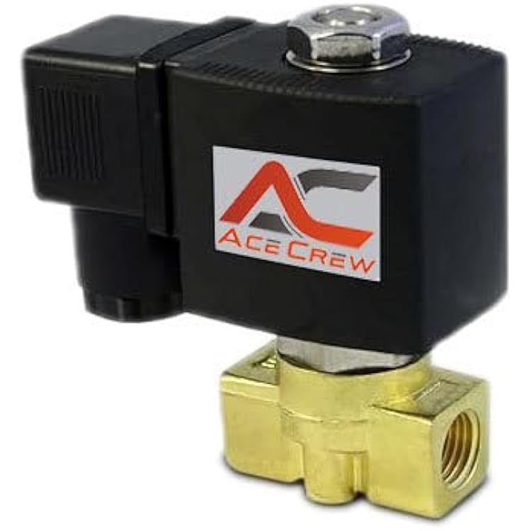 AceCrew Brass Electric Solenoid Valve VITON 14 inch NPT, 110VAC, 120VAC Normally Closed - flow control valve for fluid, gas, air