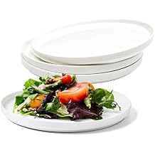 Vikko Salad Plate, Set of 4 White Plates, Dessert, Salad, Appetizer Plate, Fine Bone China, Stackable 8 Inch Dessert Plates, Dishwasher Safe