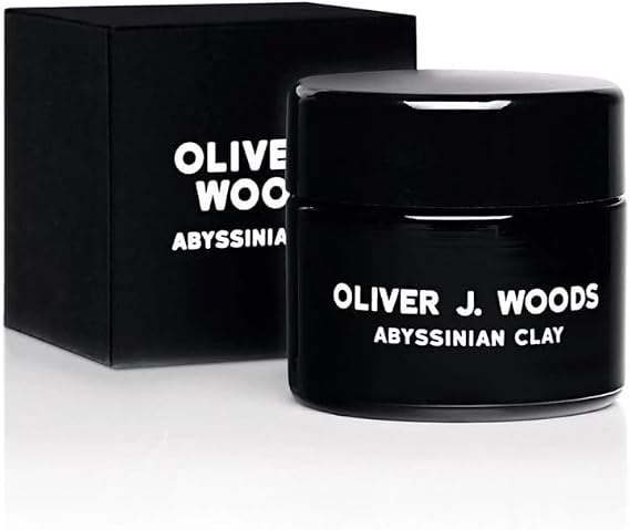 Mens Hair Clay Matte Finish Natural Hold — Abyssinian & Hazelnut Oil Styling Clay for Men, Cedar & Sandalwood Scent, Made in UK by Oliver J. Woods (50g)