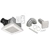 Broan-NuTone VC110CCT Sensonic Alexa Voice Controlled Smart Exhaust Fan,White, 13.25"x13.25"x5.75" & Available NuTone WVK2A Flexible Wall Ducting Kit for Ventilation Fans, 4-Inch