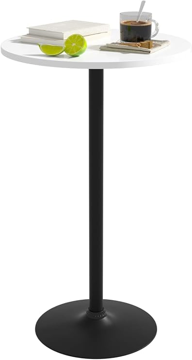 40 in Height Bar Table with Metal Base, Small Round Table Cocktail Table Bistro Table