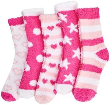 Zando Pink Fuzzy Socks for Women Cozy Socks, Fluffy Plush Gift with a Personalizable Note Card, for Home, Hospital, Work