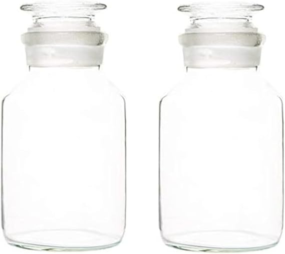 2Pcs 250ml Lab Glass Reagent Bottle Wide Mouth With Ground Stopper