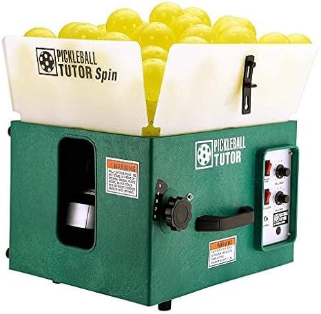 Pickleball Tutor Spin Model with Remote. Variable SIDESPIN. Made in USA by #1 Pickleball Machine Company.