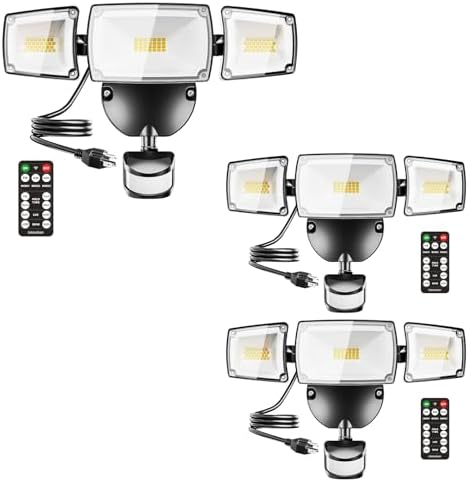 USTELLAR 3 Pack Motion Sensor Security Lights Plug in 55W