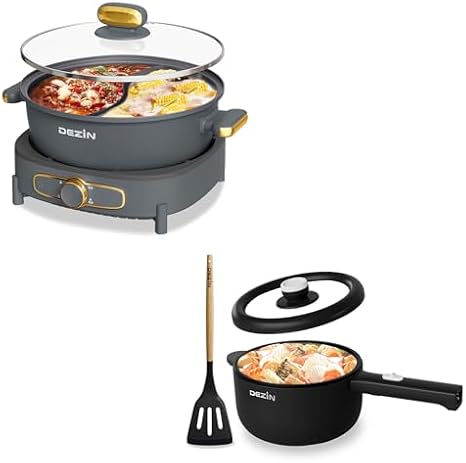 Dezin 2L Hot Pot Electric and 5L Double-Flavor Shabu Shabu Pot