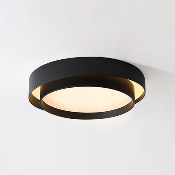 LED Ceiling Lamp, Modern Dimmable Lighting Fixture Adjustable 3 Light Colors, With Acrylic Shade & Metal Frame, Flush Mount Close To The Ceiling, For Bedroom Living Room Study Office(40cm,Black)