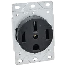 50 Amp Plug Female 125/250V, Flush Mounting Receptacle Industrial Grade, Side Wired Black Plastic Electrical Outlet