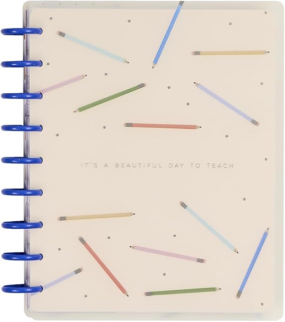 Happy Planner Disc-Bound Planner July 2026June 2027, Classic Size | Includes 3 extra months and 2 sticker sheets, 7" x 9.25", Teacher Layout, Teacher Notes theme