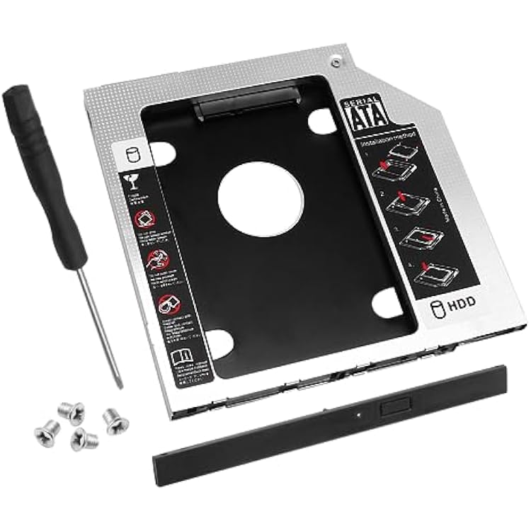 1pc 9.5mm SATA Hard Drive Caddy, 2nd HDD Caddy Hard Drive Caddy Adapter Case, Universal Compatible with 2.5 SATA Hard Drive