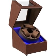 J&T Technology Watch Winder for Automatic Watches,Automatic Watch Winder with LED Light,Rotating Watch Case with Japanese Quiet Motor,4 Rotation Modes,USB Type C