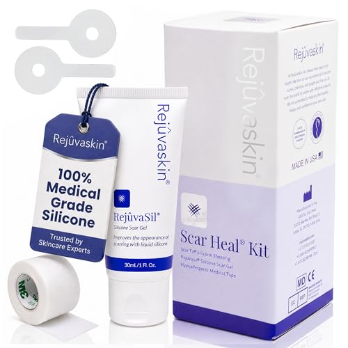 Rejuvaskin Scar Heal Kit for Breast Scars, Soften, Flatten, Reduce and Recover, Silicone Sheeting, RejuvaSil Gel & Medical Tape, Lollipop Pair