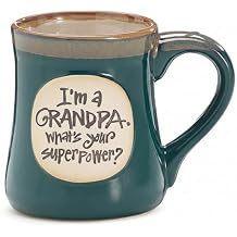 burton+BURTON "What's Your Superpower? Grandpa Porcelain Mug, 18 oz Oversized White & Blue Coffee Cup, Best Grandpa Ever Gift, Individually Boxed