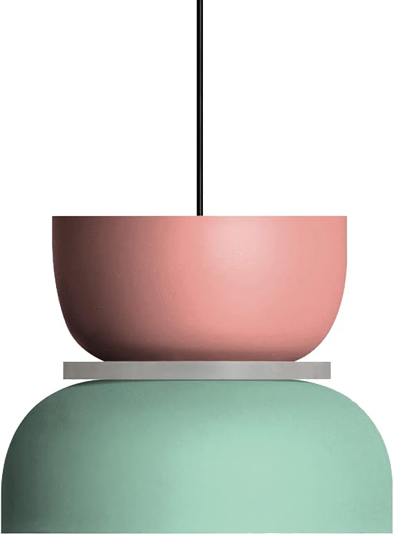 Modern Mini Pendant Lighting Macaron Color Iron Chandelier Creative Round Metal Pendant Lamp for Kitchen Island Living Room Dining Room Children Room (B-Medium (Pink+Green))